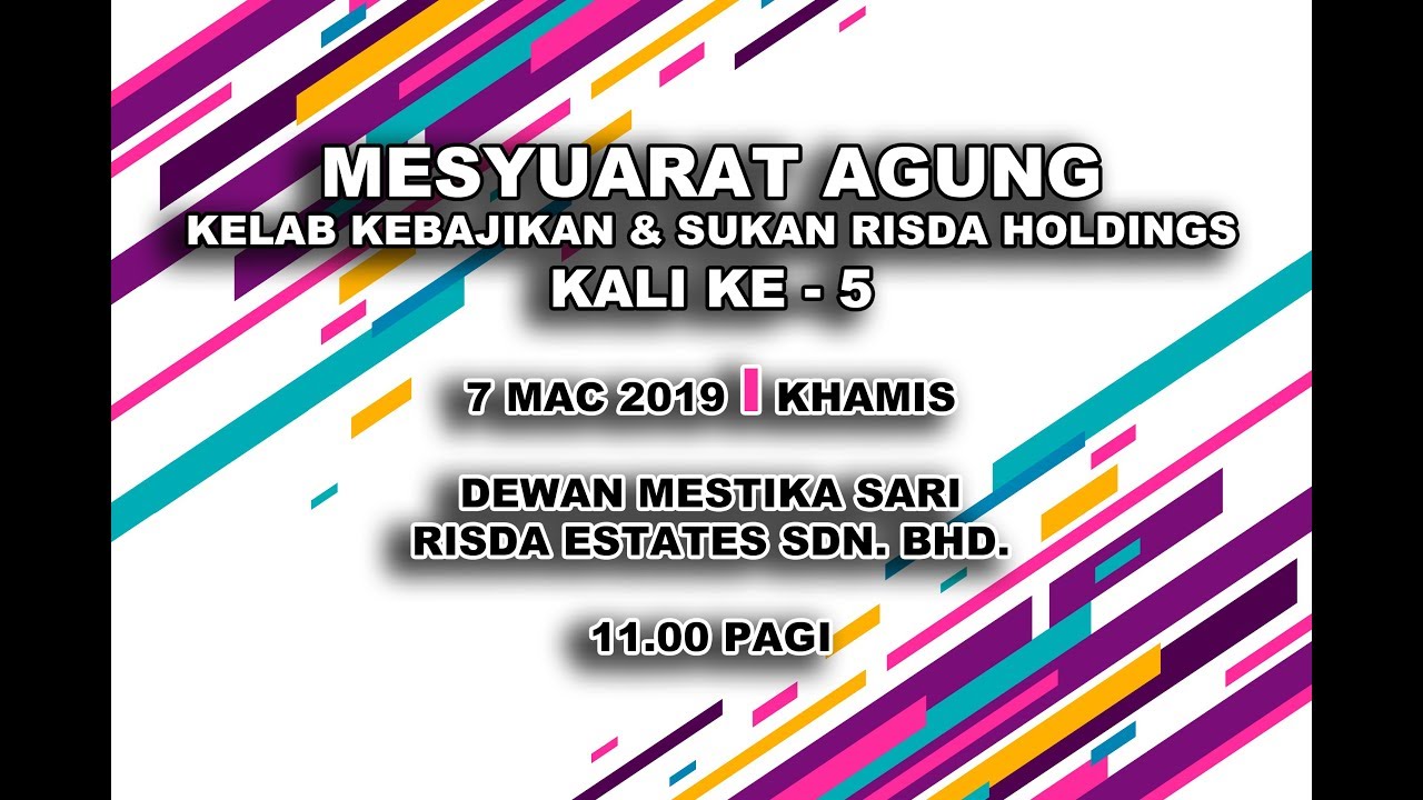 Mesyuarat Agung Kelab Kebajikan Dan Sukan Risda Holdings Kali Ke 5 Tahun 2019