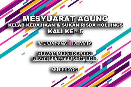 Mesyuarat Agung Kelab Kebajikan Dan Sukan Risda Holdings Kali Ke 5 Tahun 2019